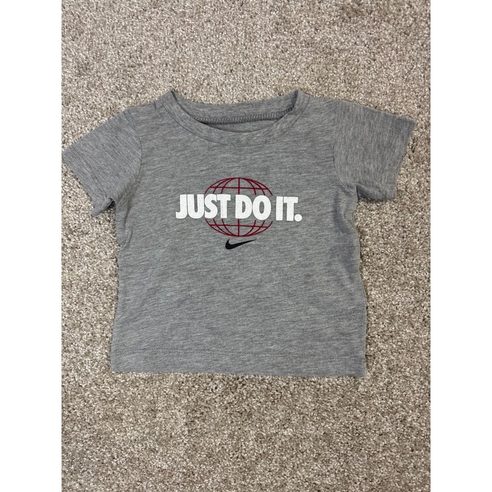 Nike Baby Boys Just Do It Globe Graphic T-Shirt Heather Gray 12M